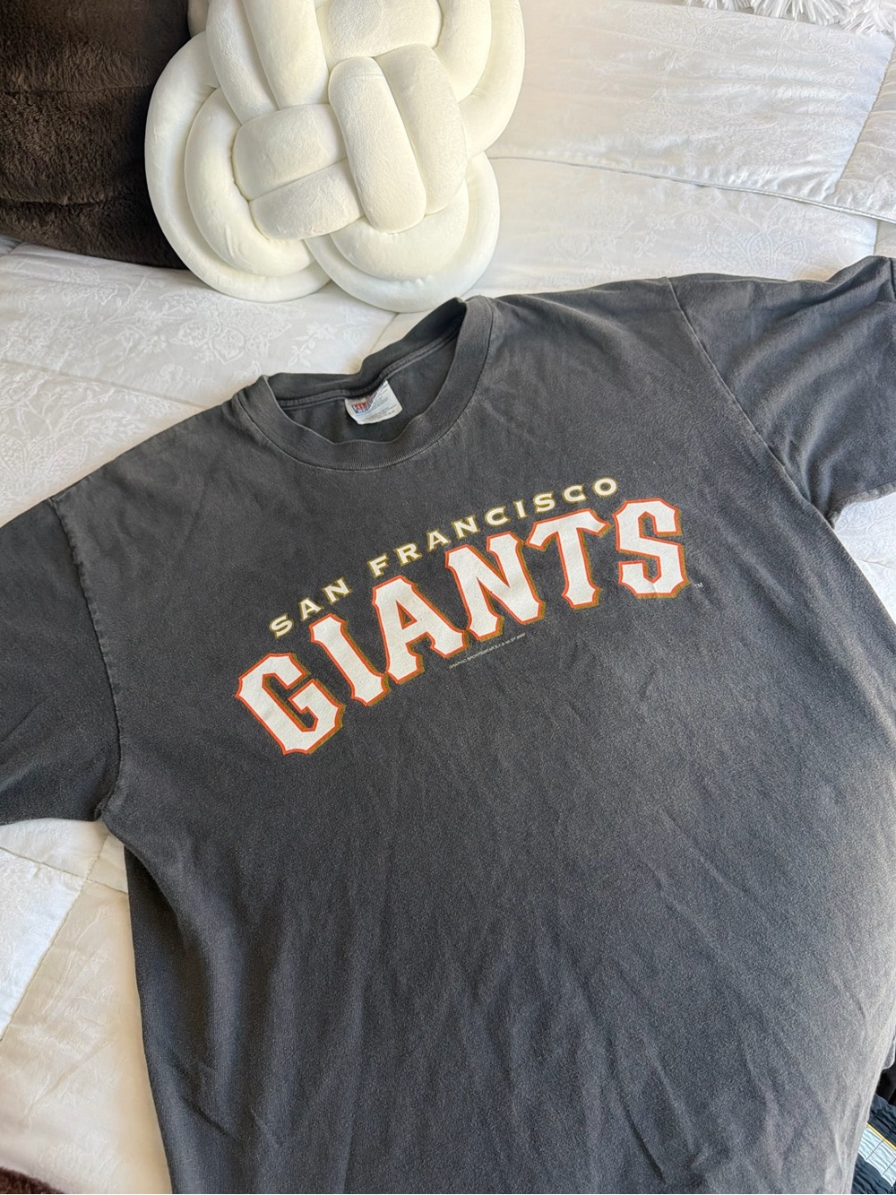 Vintage San Francisco Giants Graphic Tee - Black with Orange & White Logo